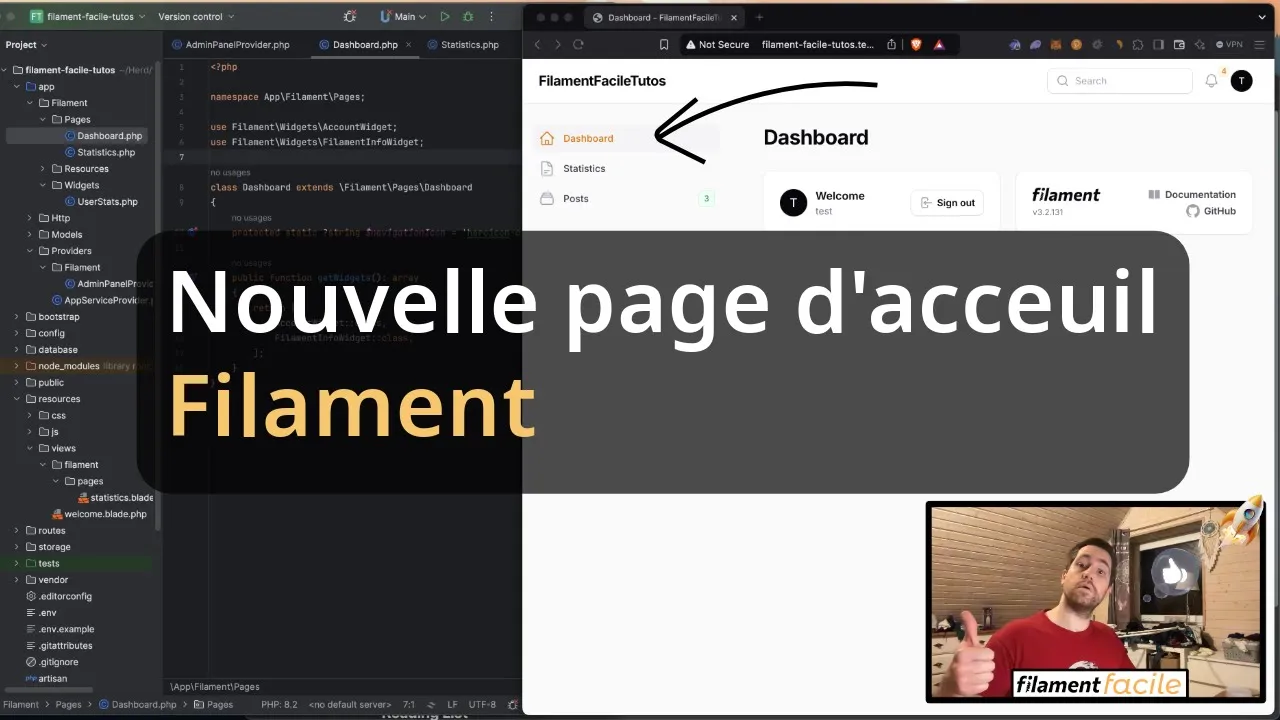 Modifier la page Dashboard par défaut